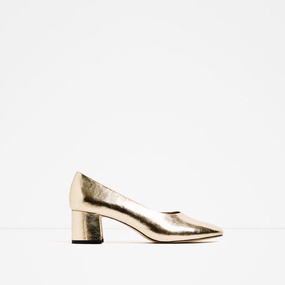 ZARA GOLD METALLIC BLOCK HEELS BRAND NEW WITH TAGS US 6.5 EUR 37 - Picture 5 of 5